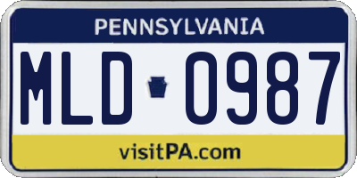 PA license plate MLD0987