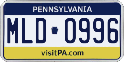 PA license plate MLD0996