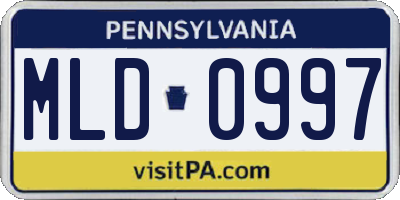 PA license plate MLD0997