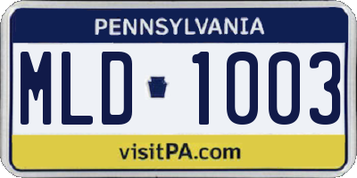 PA license plate MLD1003