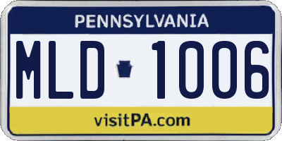 PA license plate MLD1006