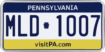 PA license plate MLD1007