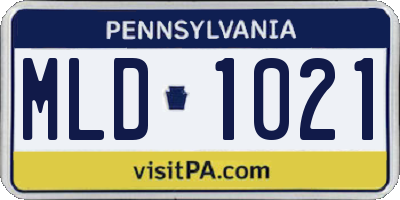 PA license plate MLD1021