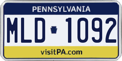 PA license plate MLD1092