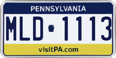 PA license plate MLD1113