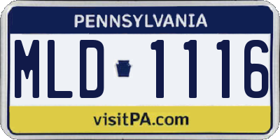 PA license plate MLD1116
