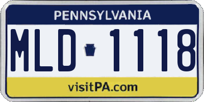PA license plate MLD1118