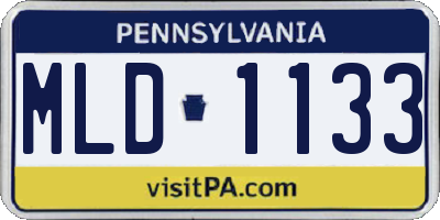 PA license plate MLD1133