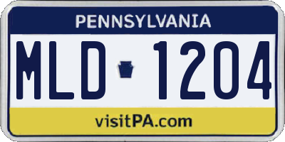 PA license plate MLD1204