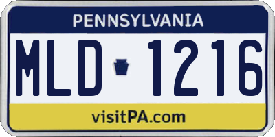 PA license plate MLD1216
