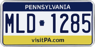 PA license plate MLD1285