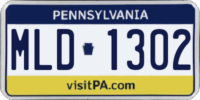 PA license plate MLD1302
