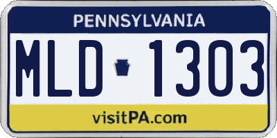 PA license plate MLD1303