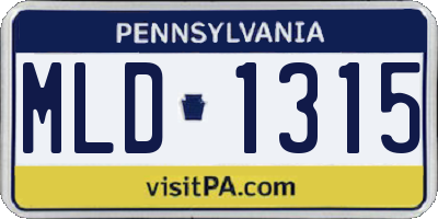 PA license plate MLD1315