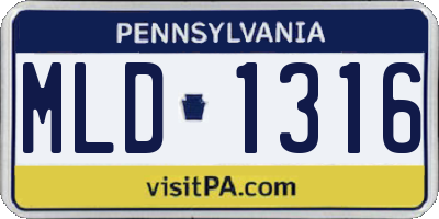PA license plate MLD1316