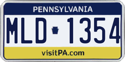 PA license plate MLD1354