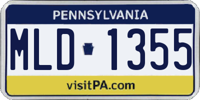 PA license plate MLD1355