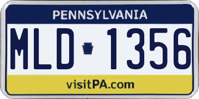 PA license plate MLD1356