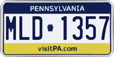 PA license plate MLD1357