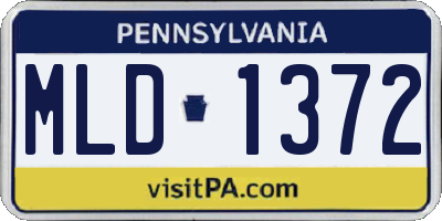 PA license plate MLD1372