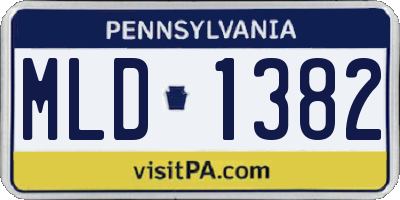 PA license plate MLD1382