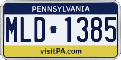 PA license plate MLD1385