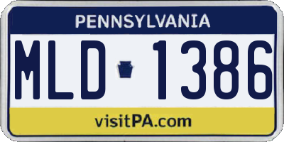 PA license plate MLD1386