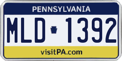 PA license plate MLD1392