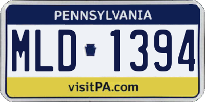PA license plate MLD1394