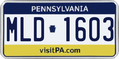 PA license plate MLD1603
