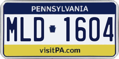 PA license plate MLD1604