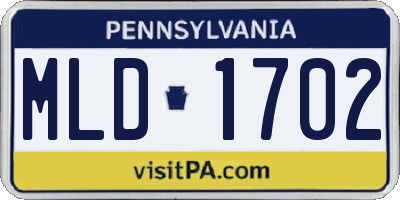 PA license plate MLD1702