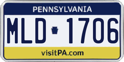 PA license plate MLD1706