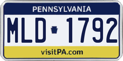 PA license plate MLD1792