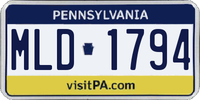 PA license plate MLD1794