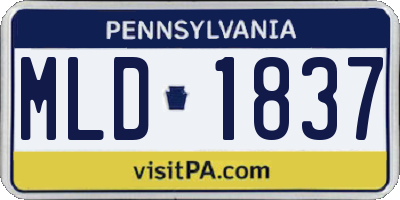 PA license plate MLD1837