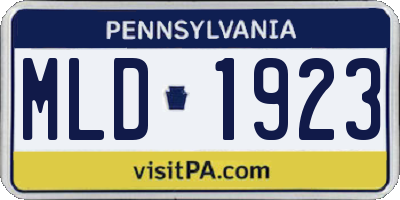 PA license plate MLD1923