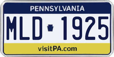 PA license plate MLD1925