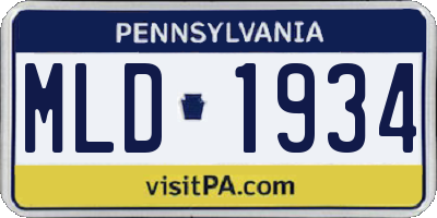 PA license plate MLD1934