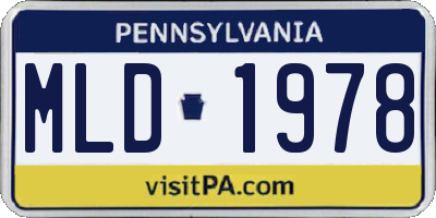 PA license plate MLD1978