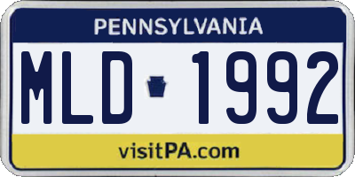 PA license plate MLD1992