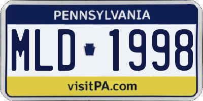 PA license plate MLD1998