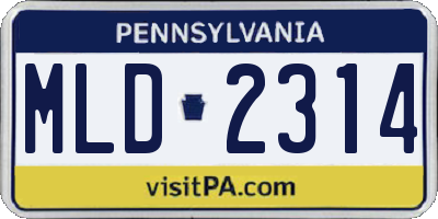 PA license plate MLD2314