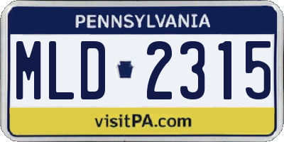 PA license plate MLD2315