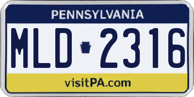 PA license plate MLD2316