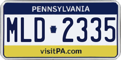 PA license plate MLD2335