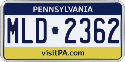 PA license plate MLD2362