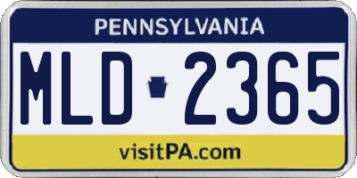 PA license plate MLD2365