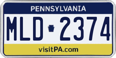 PA license plate MLD2374