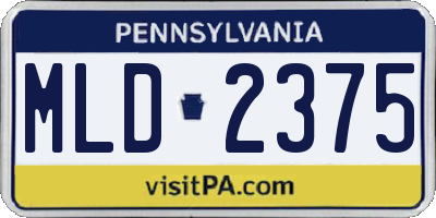 PA license plate MLD2375